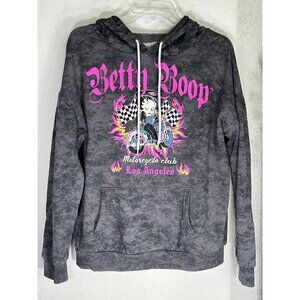 Betty Boop Hoodie Womens Medium Born to Ride Motorcycle Club Los Angeles Gray